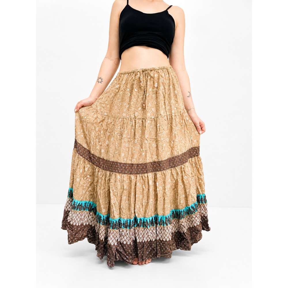 VINTAGE 90s Y2k Boho Prairie Peasant Maxi Skirt Size Medium